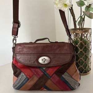 Fossil brown /multi genuine leather crossbody bag